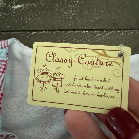 CLASSY COUTURE NWT Seersucker Hand Smocked Crab Romper Unisex Size 24 months - Picture 2 of 7